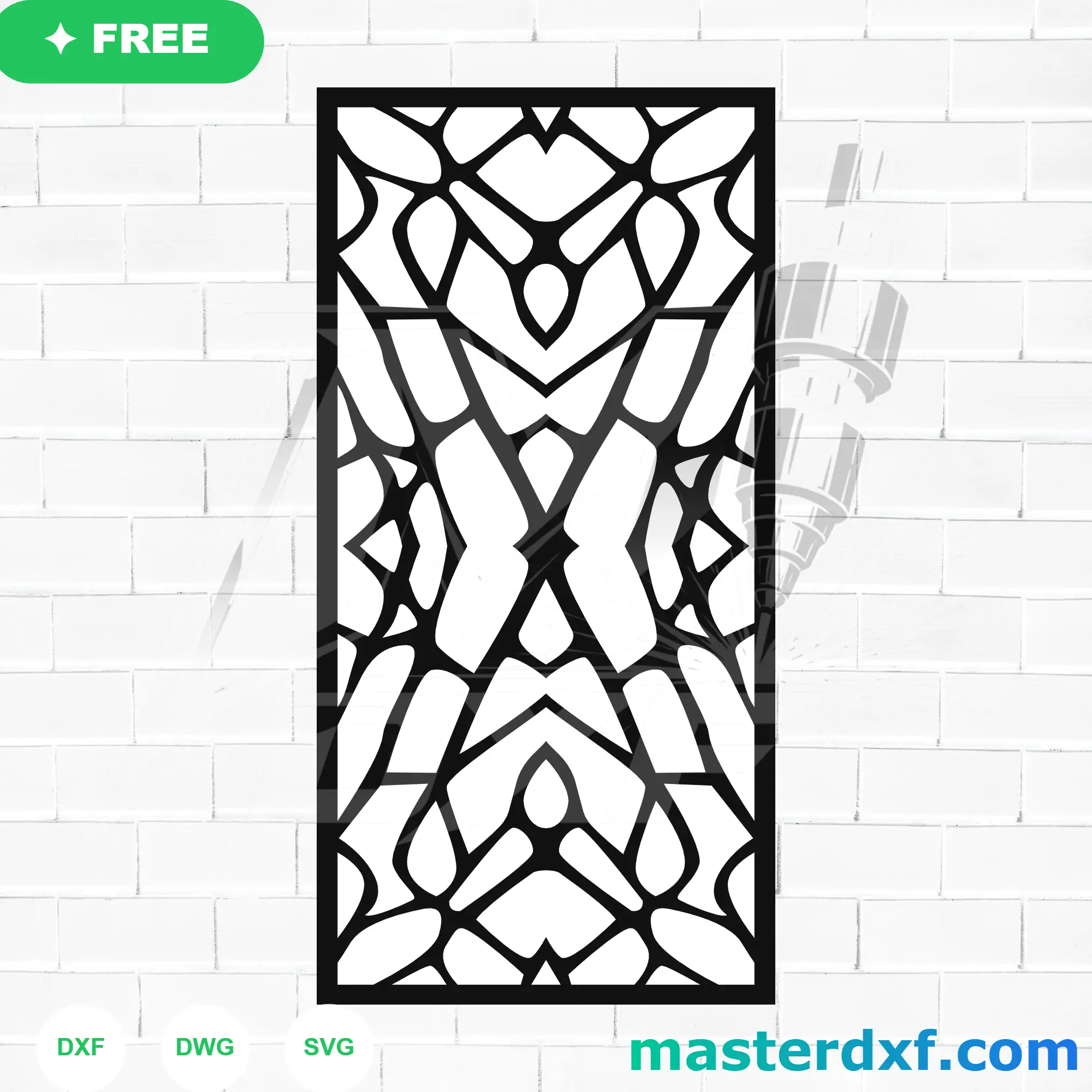 Crystalline Diamond Mosaic DXF Panel for Stained-Glass Doors DXF File